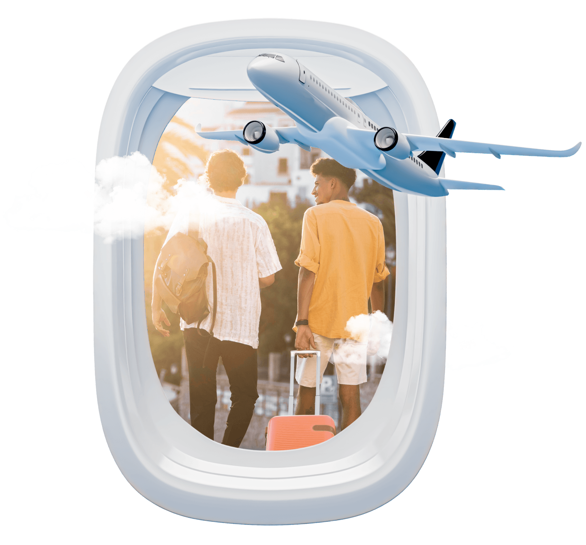 A background image of a travel dashboard